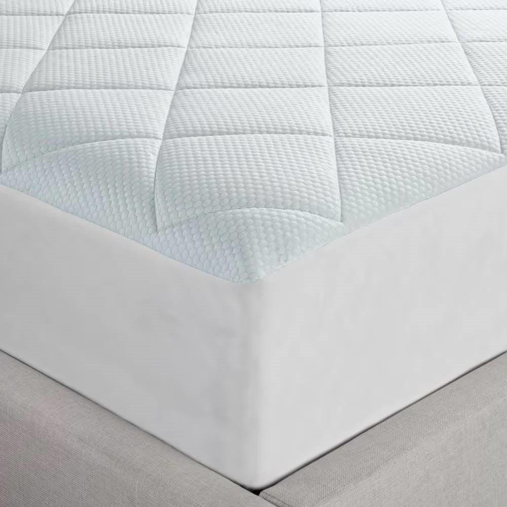 Twin size Washable Quilted Mattress Pad with Elastic Fitted Skirt - PRHOMZ