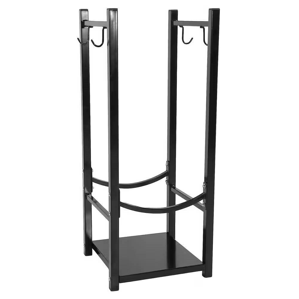 Black Indoor/Outdoor 32-inch Firewood Log Rack - PRHOMZ