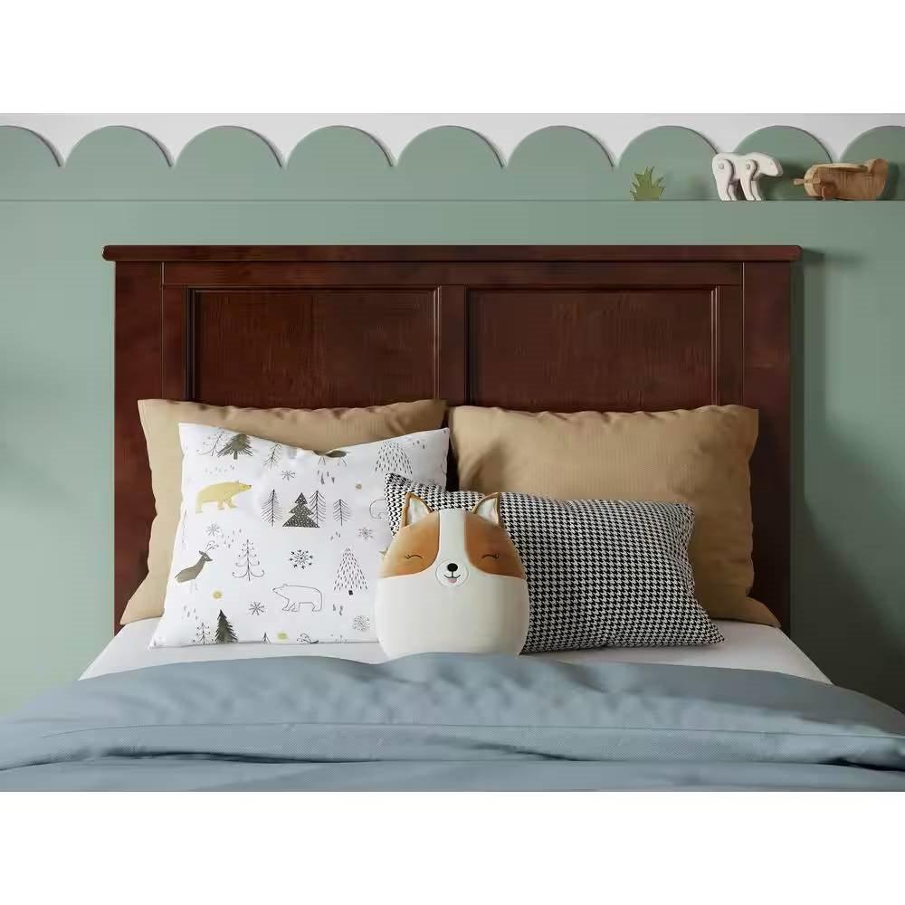Twin size Traditional Style Headboard in Walnut Wood Finish - PRHOMZ