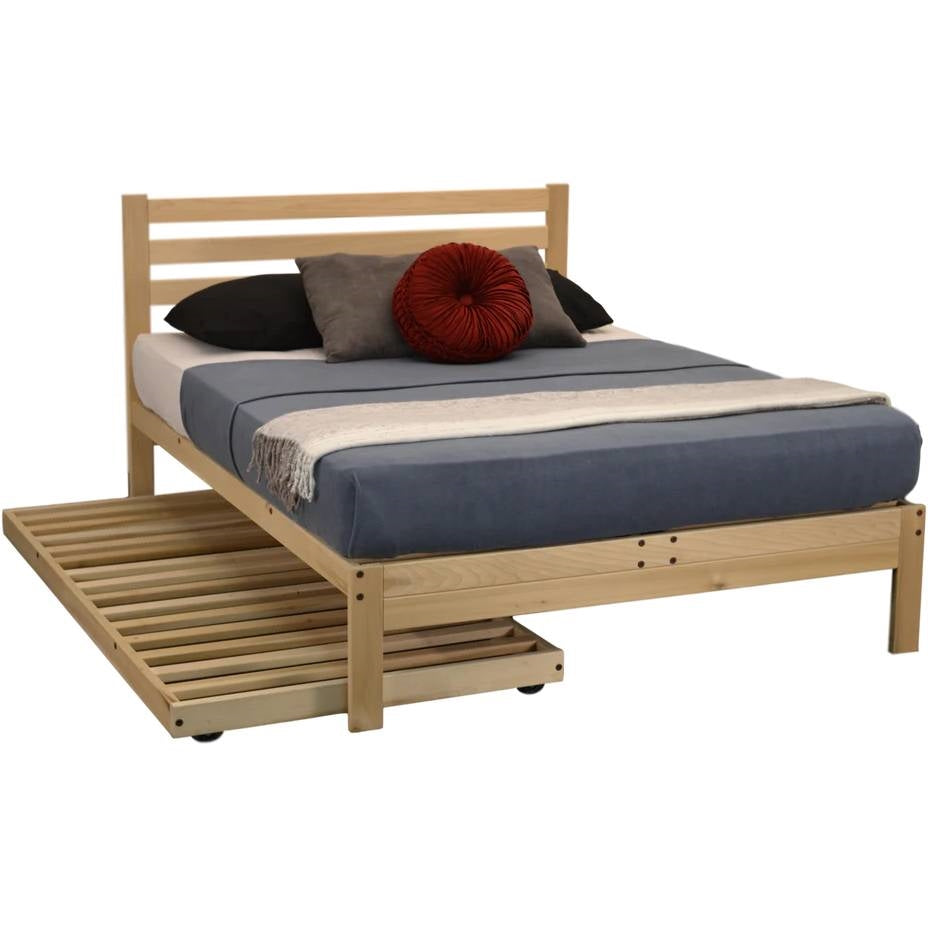 Twin size Solid Wood Platform Bed Frame with Slatted Headboard - Made in USA-2