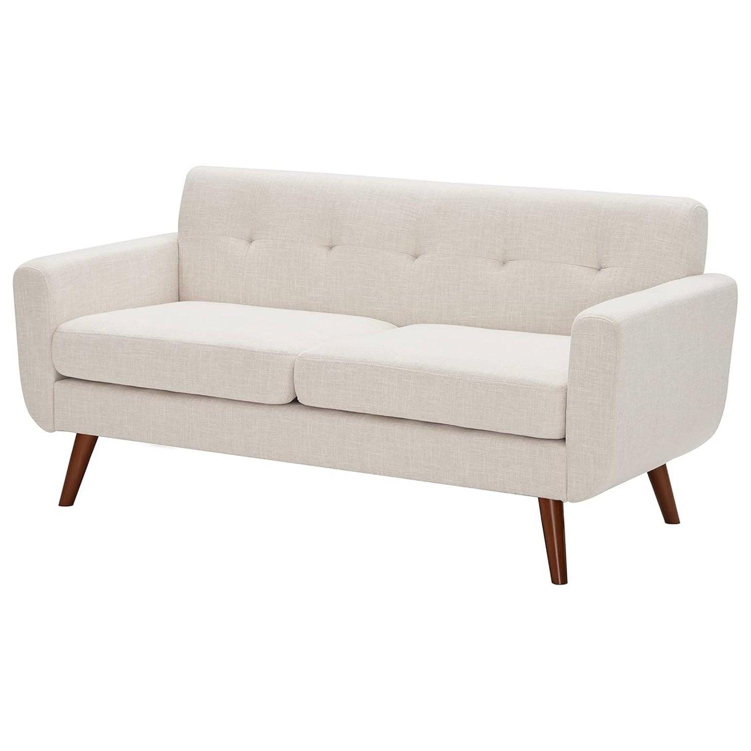 Modern Mid-Century Beige Cotton Polyester Upholstered Sofa Loveseat - PRHOMZ