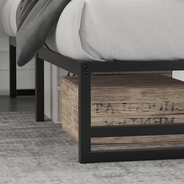 Twin Size Black Metal Platform Bed Frame with Under-Bed Storage Space - PRHOMZ