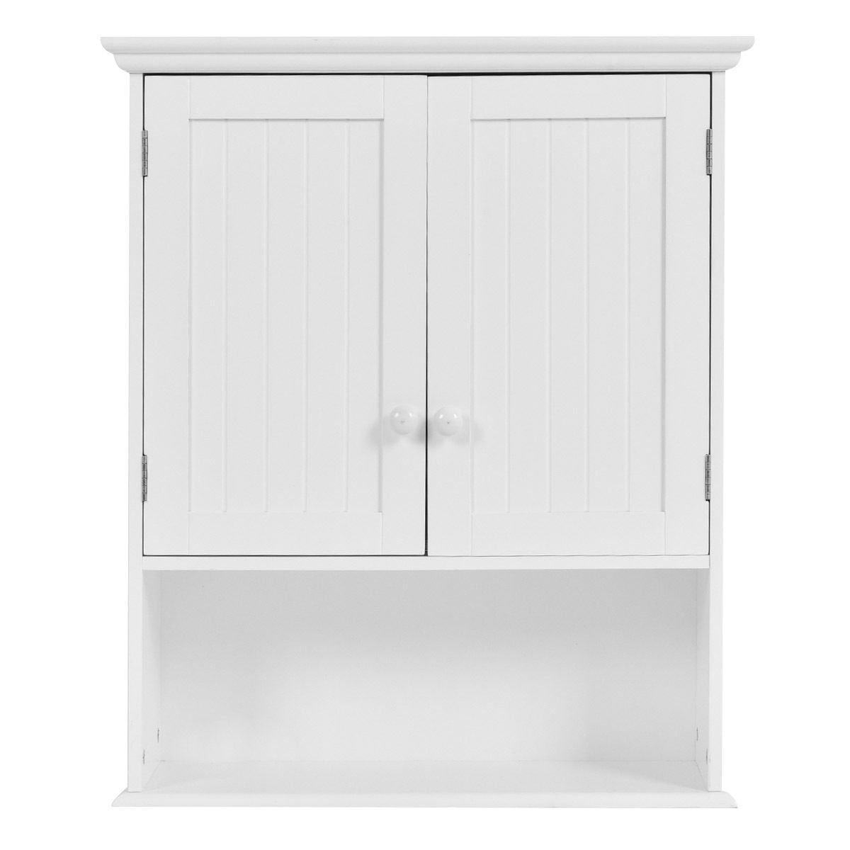 White Wall Mount Bathroom Cabinet with Storage Shelf - PRHOMZ