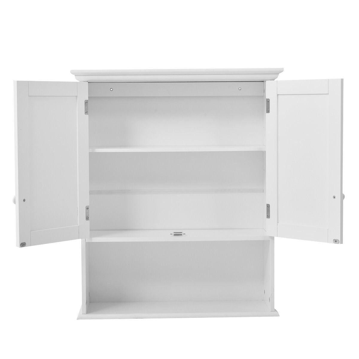 White Wall Mount Bathroom Cabinet with Storage Shelf - PRHOMZ