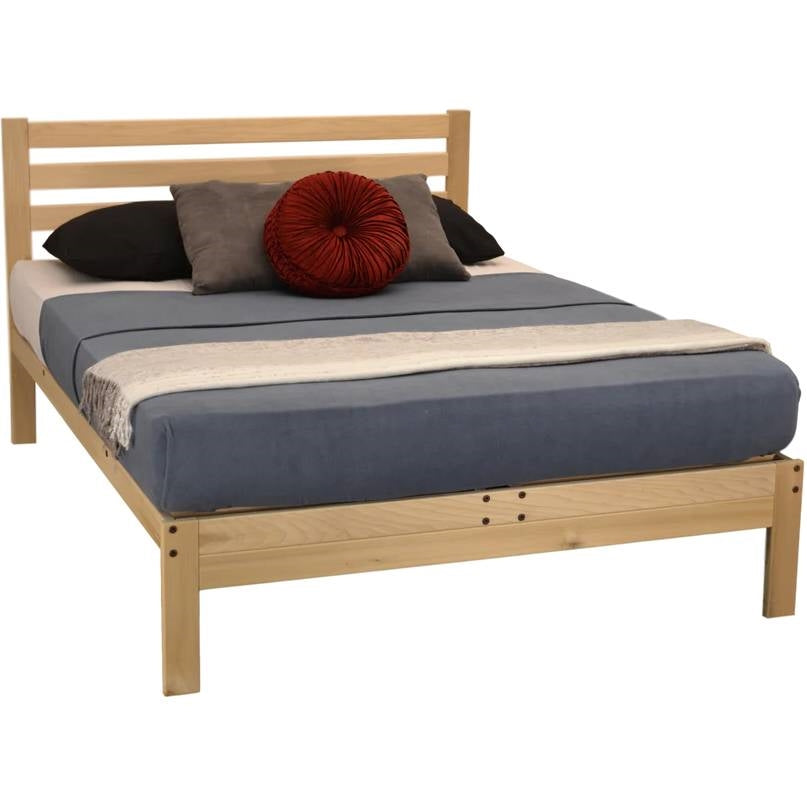 Twin XL size Solid Wood Platform Bed Frame with Slatted Headboard - Made in USA