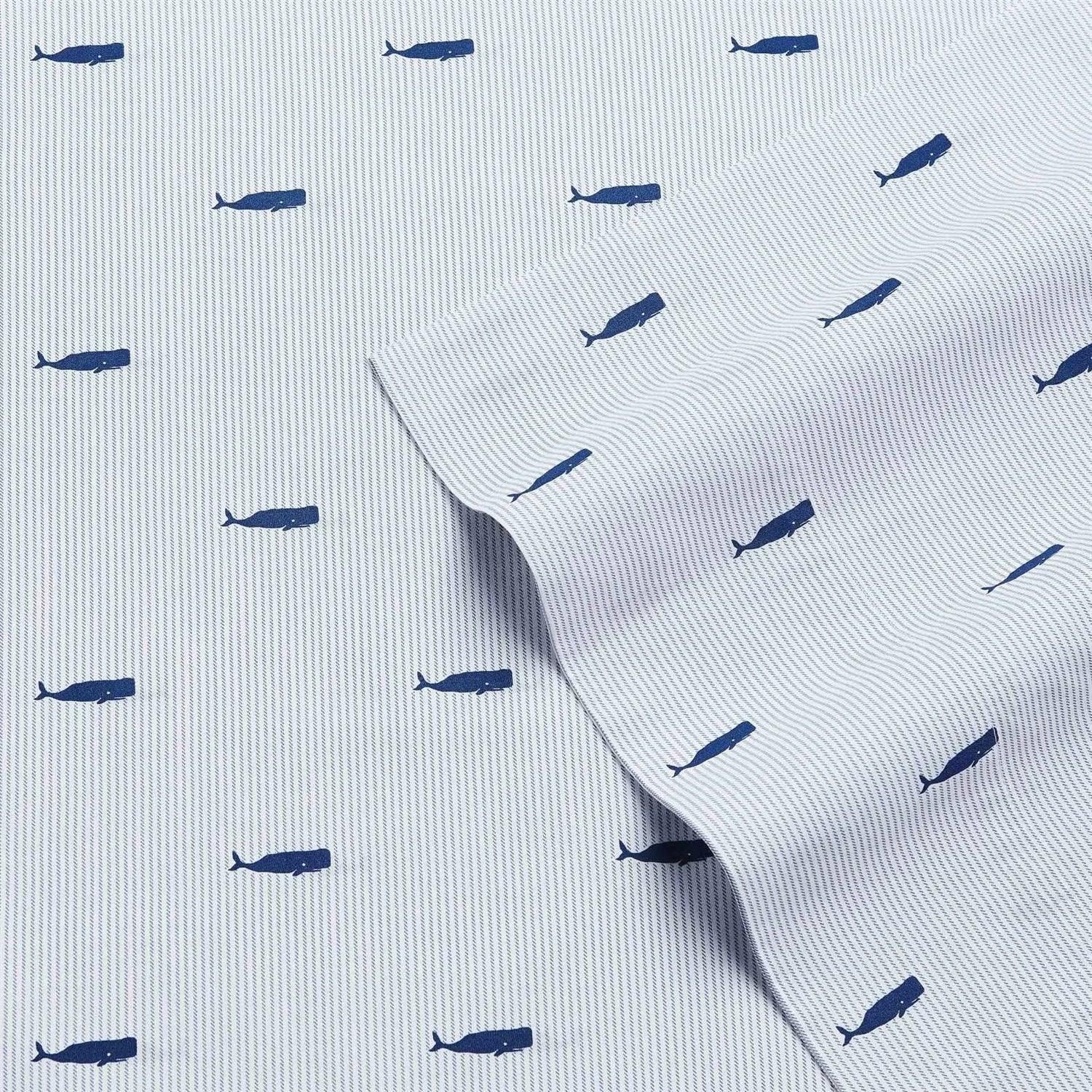 Twin XL size Coastal Beach 100-Percent Cotton Navy Blue White Stripe Sheet Set - PRHOMZ