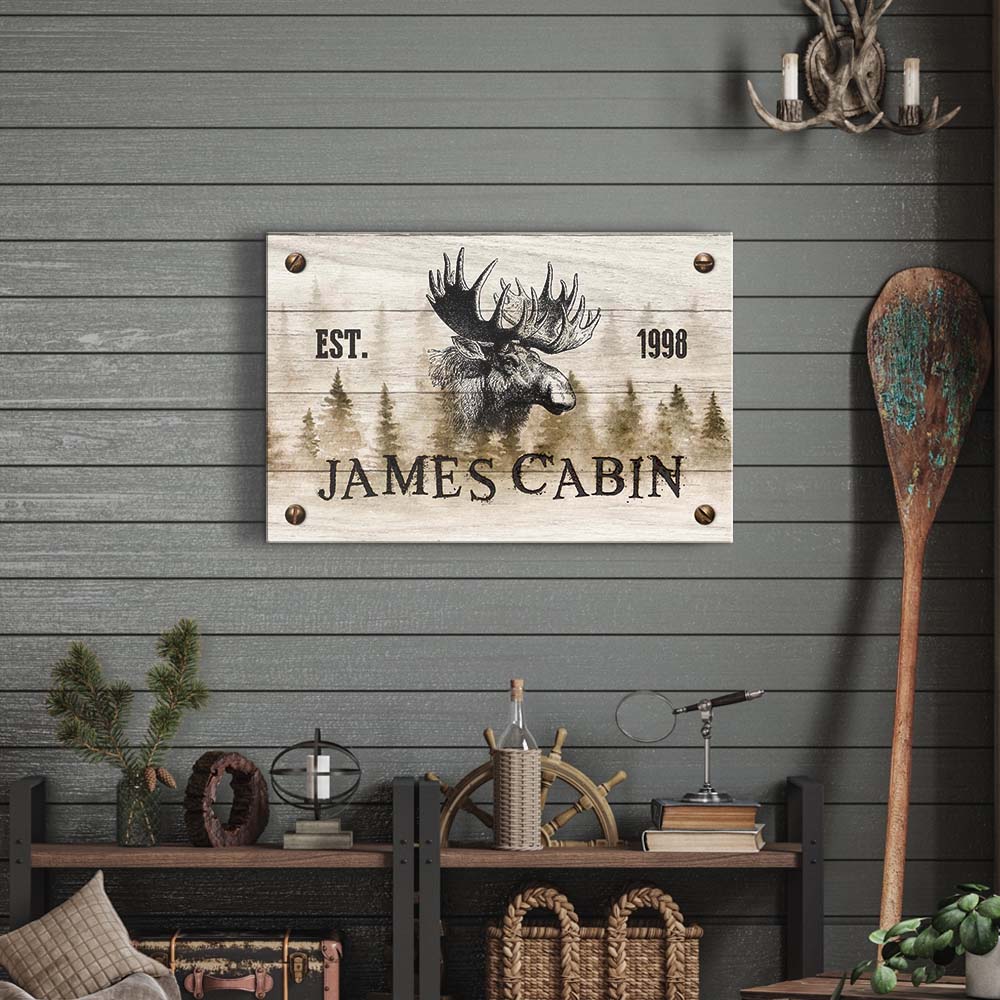 Family Moose Cabin Sign