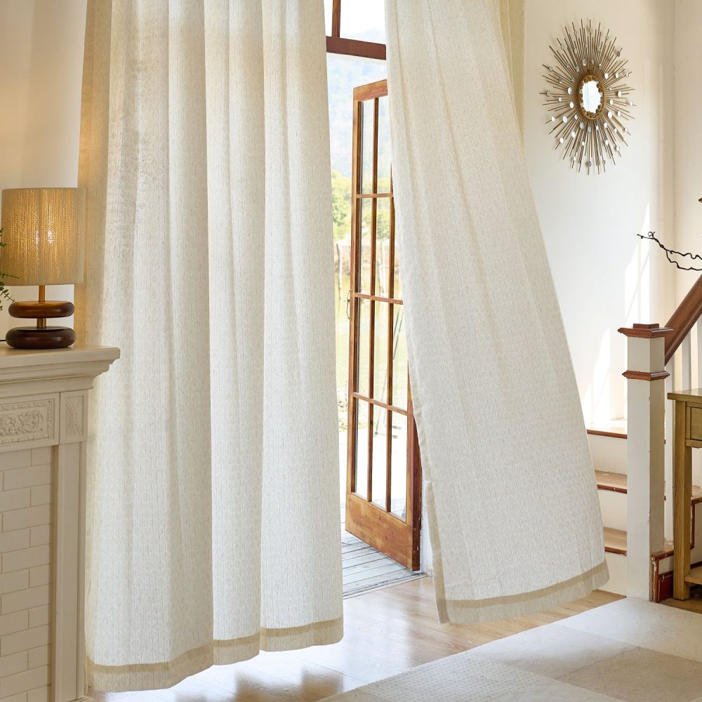 Teagan Subtle Floral Textured Linen Curtains