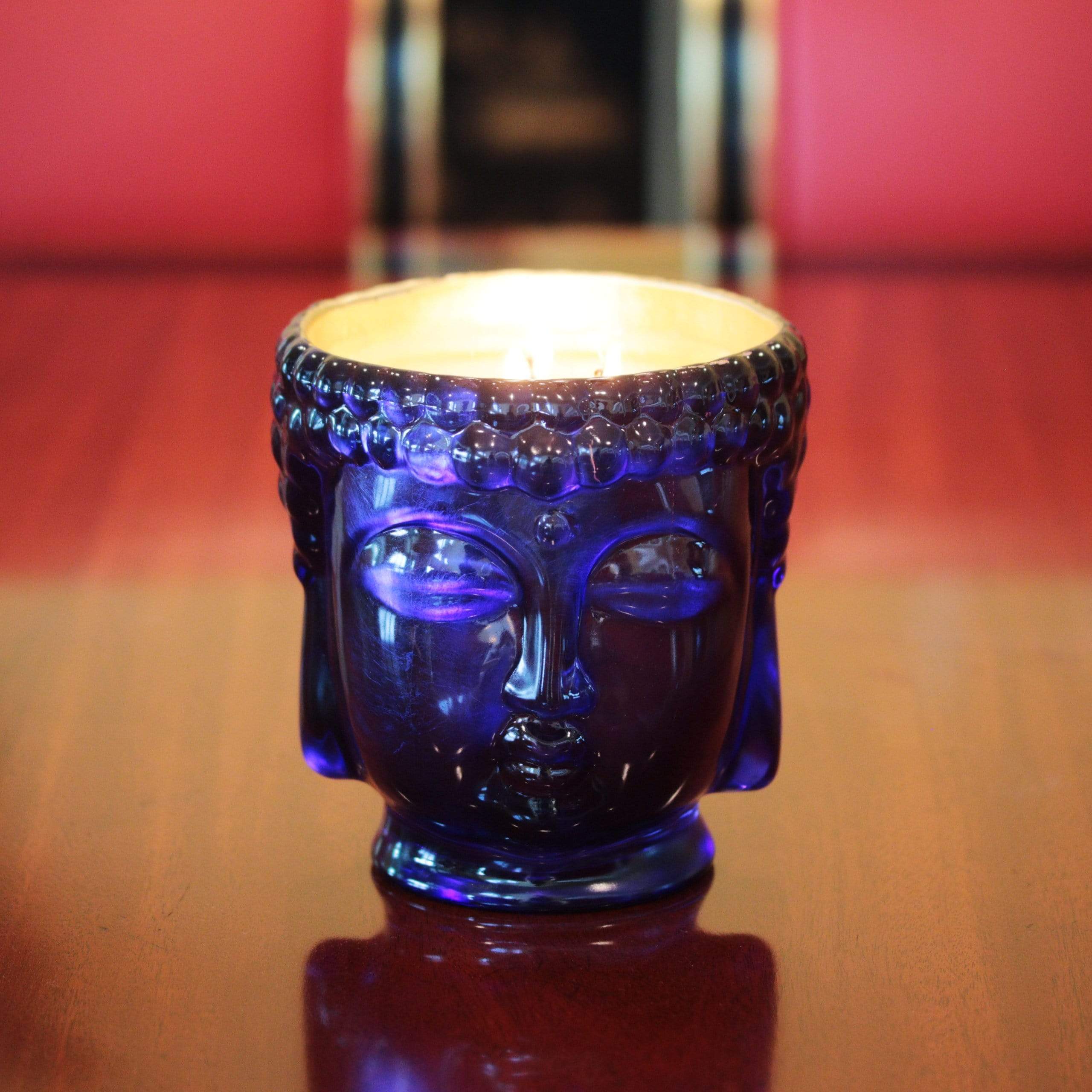 24K Gold Sapphire Blue Glass Buddha Royale Candle-1