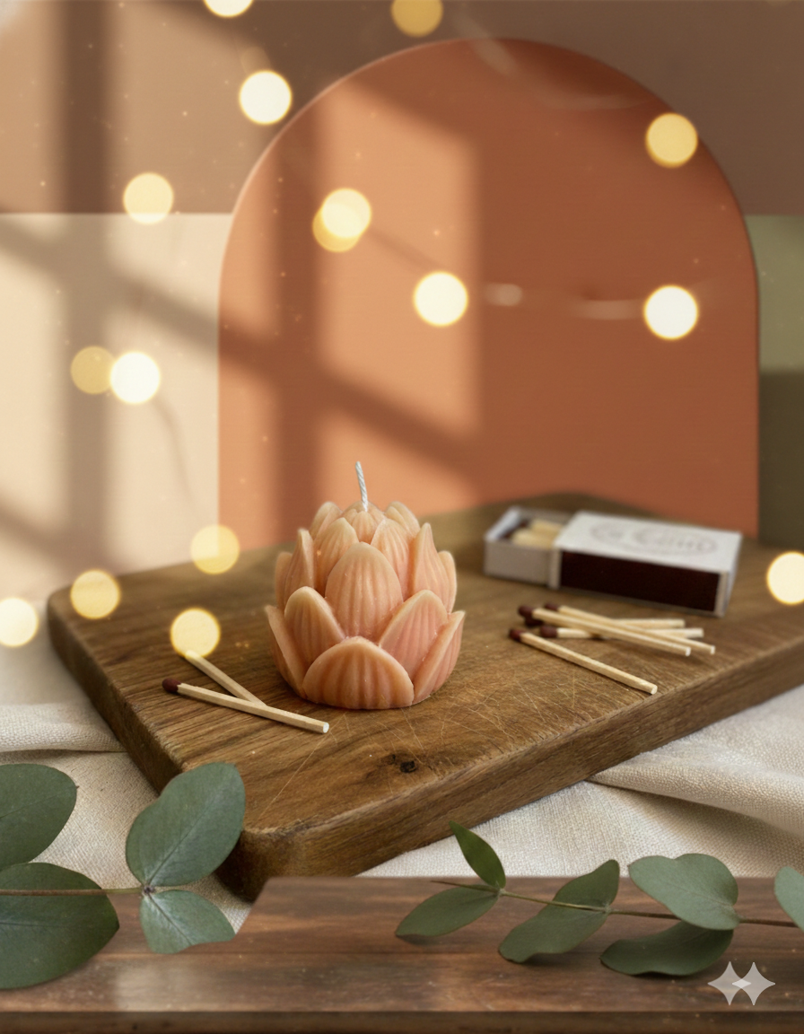 Mini Lotus Candle | Handmade Floral Candle