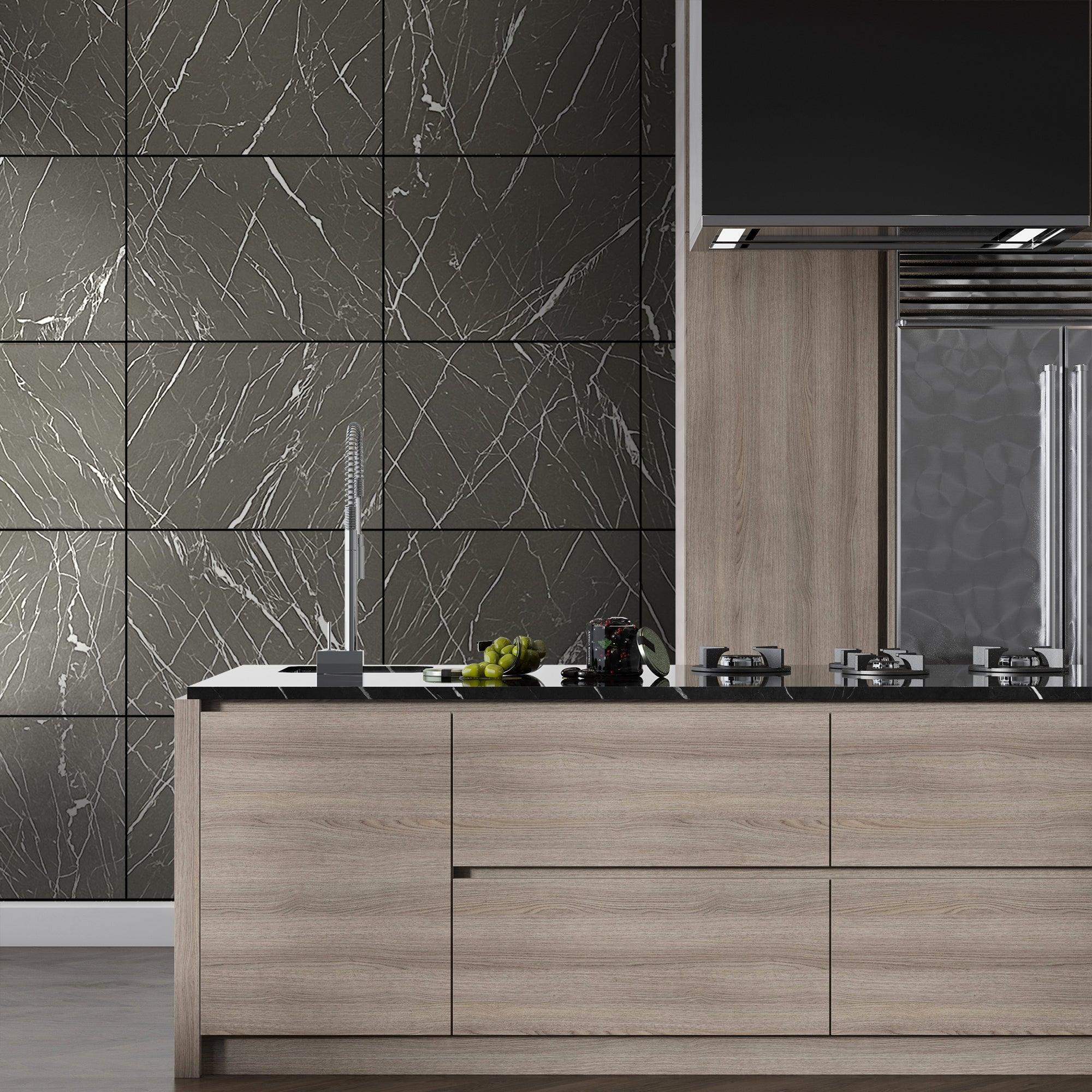 Black Abstract Marble Stone Imitation Decorative Panels - PRHOMZ