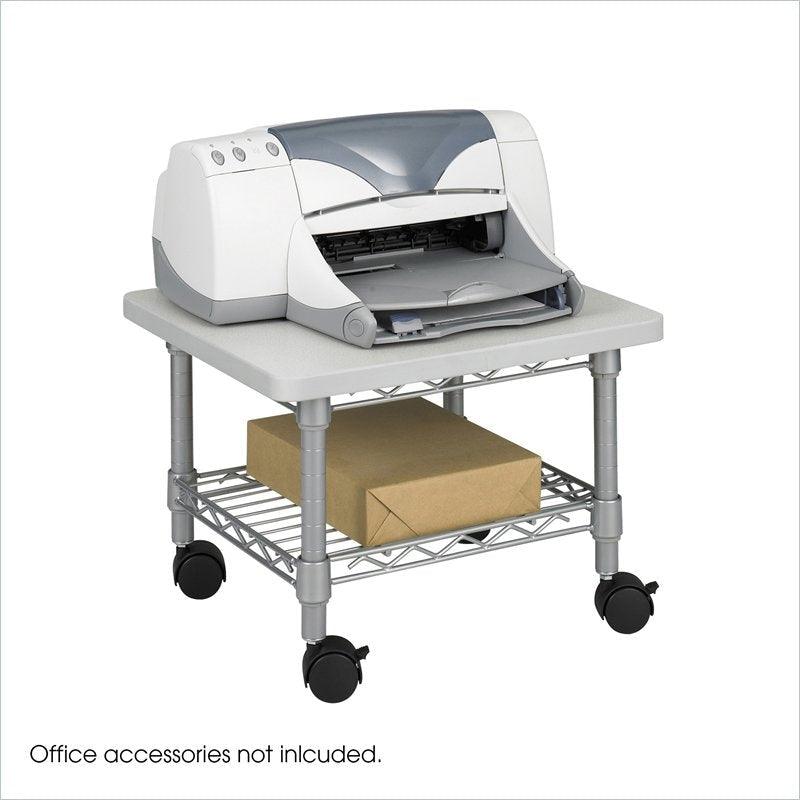 Under Desk Printer Stand Cart with Paper Shelf and Locking Casters - PRHOMZ
