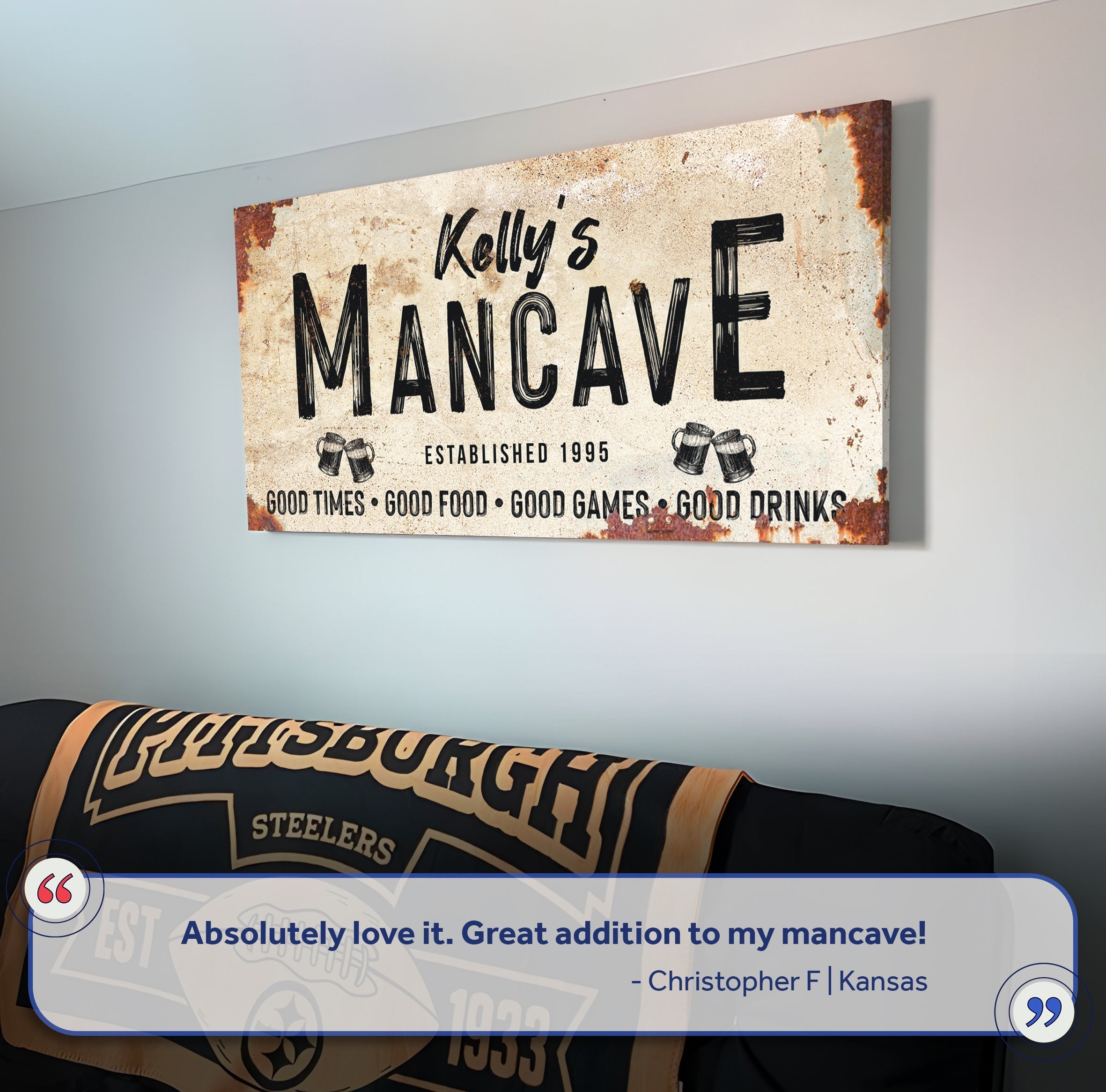 Good Times Personalized Man Cave Sign: Custom Bar Signs for Home Bar β Perfect Man Cave Wall Decor