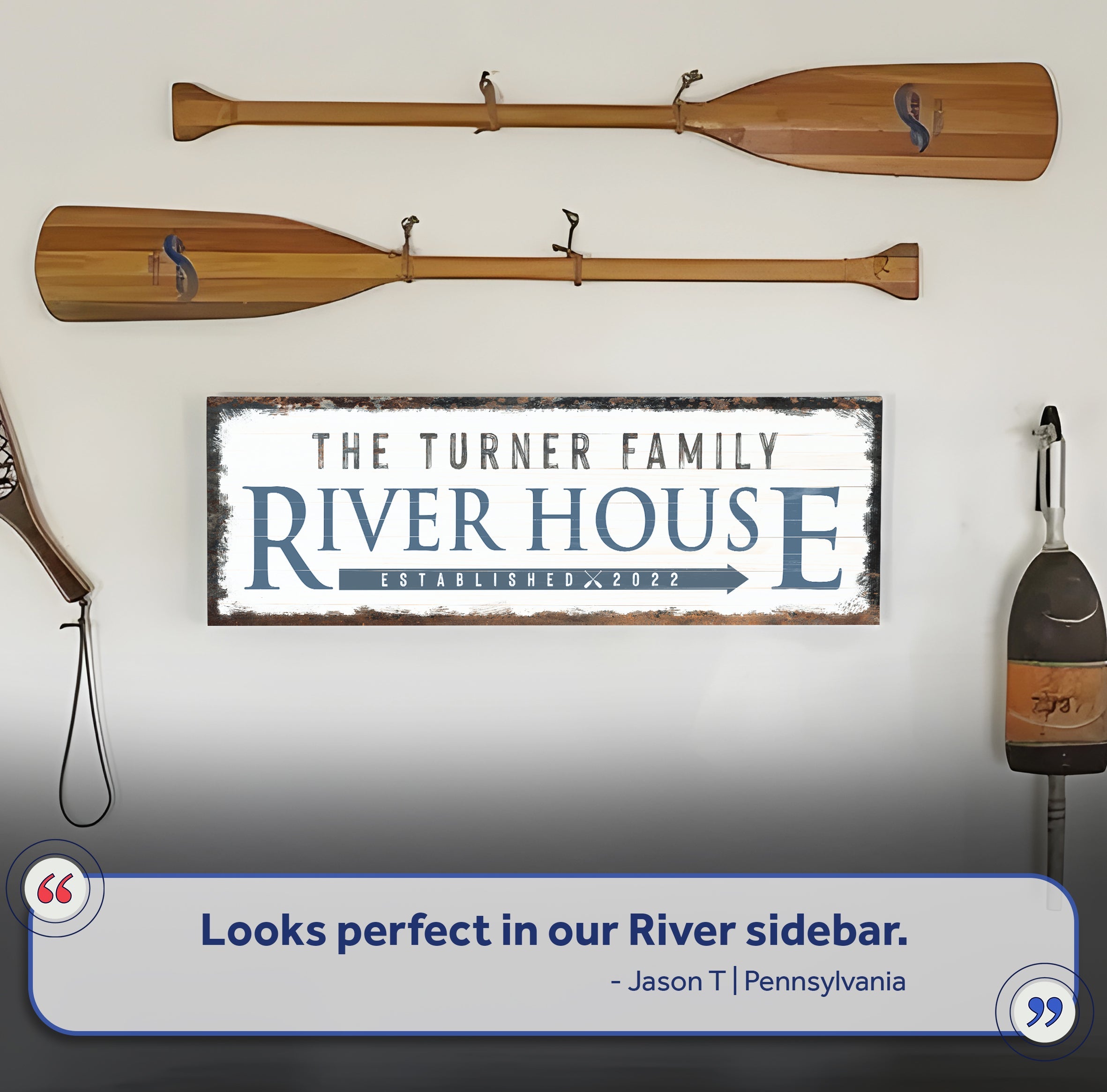 Family River House Arrow Sign