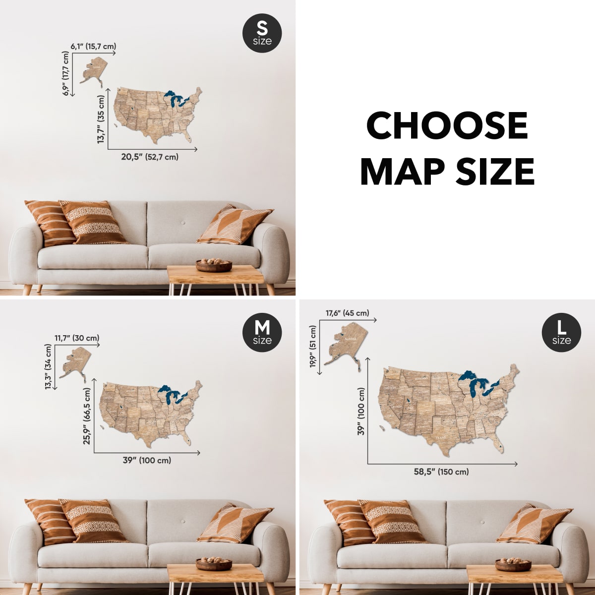 Wooden 3D Map of USA - Terra