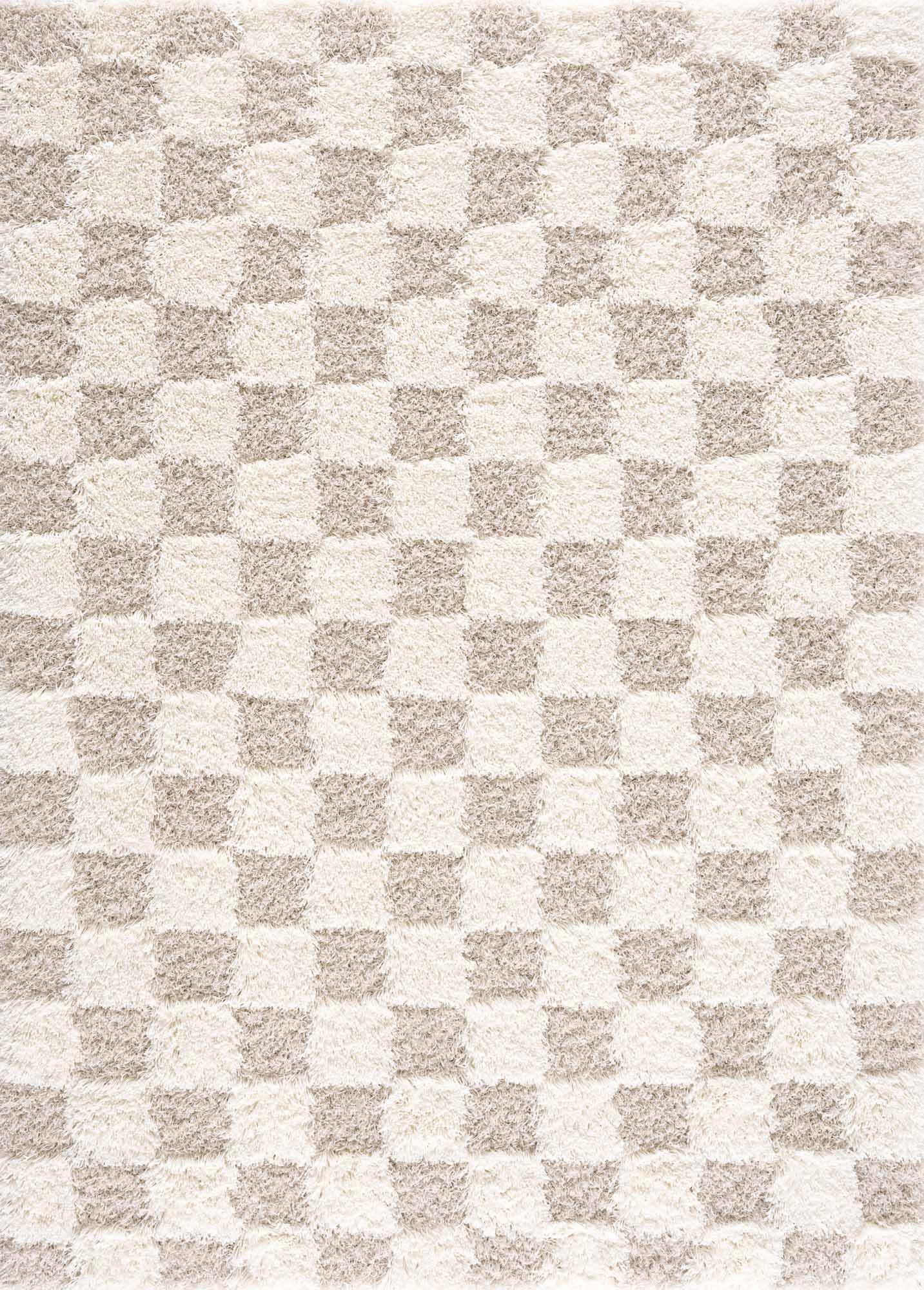 Atira Light Brown Checkered Area Rug - PRHOMZ