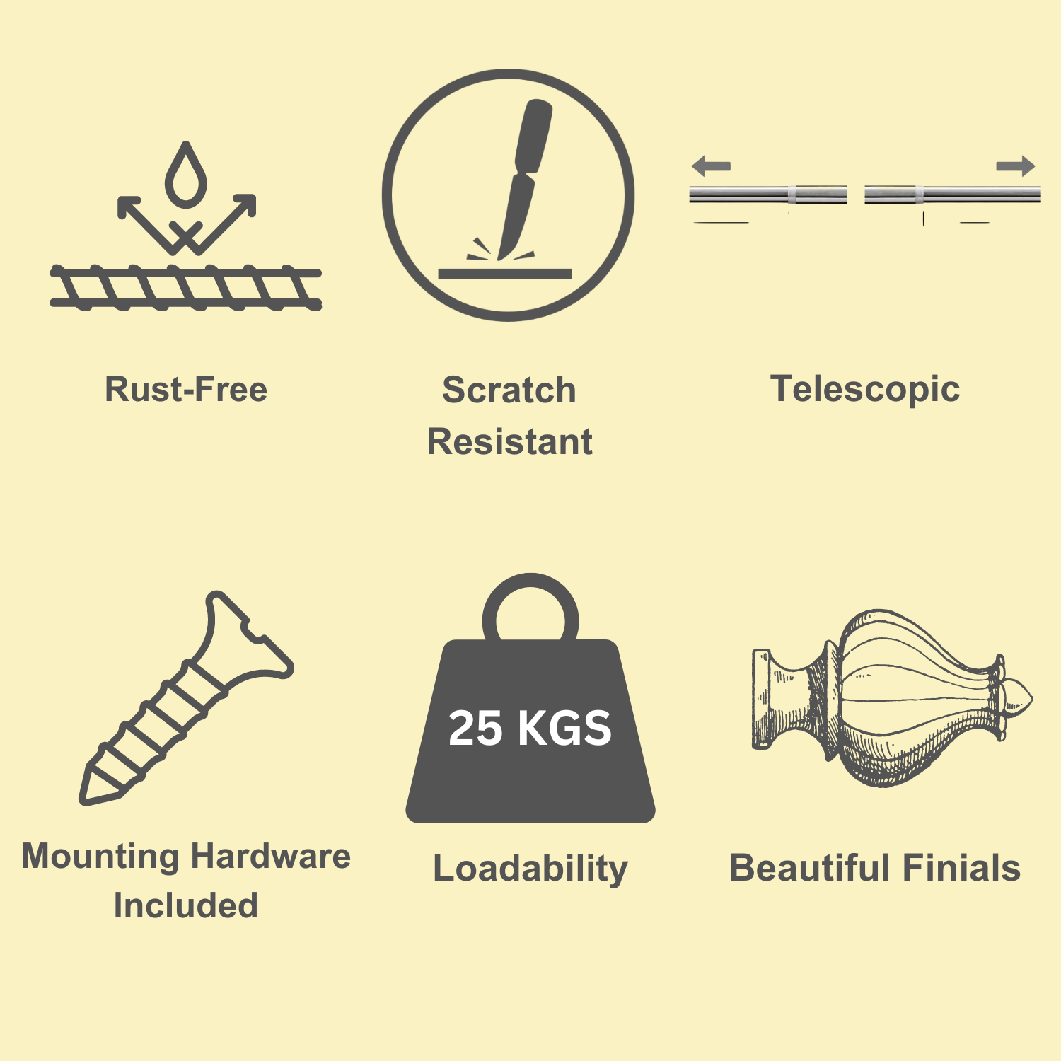 White Double Curtain Pole | Extendable & Adjustable | 28-144 Inch | Includes Ceramic Finials-2