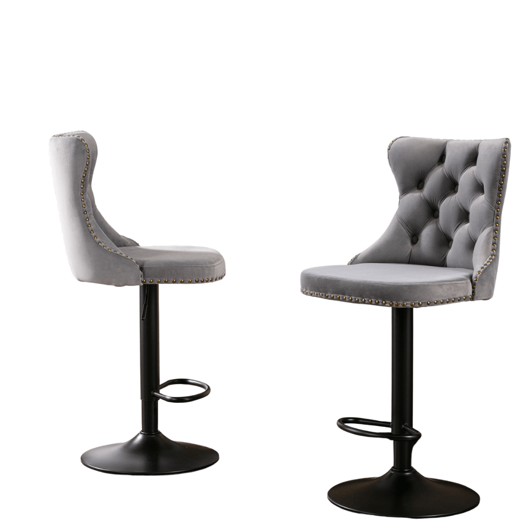 Set of 2 Swivel Velvet Barstools - PRHOMZ