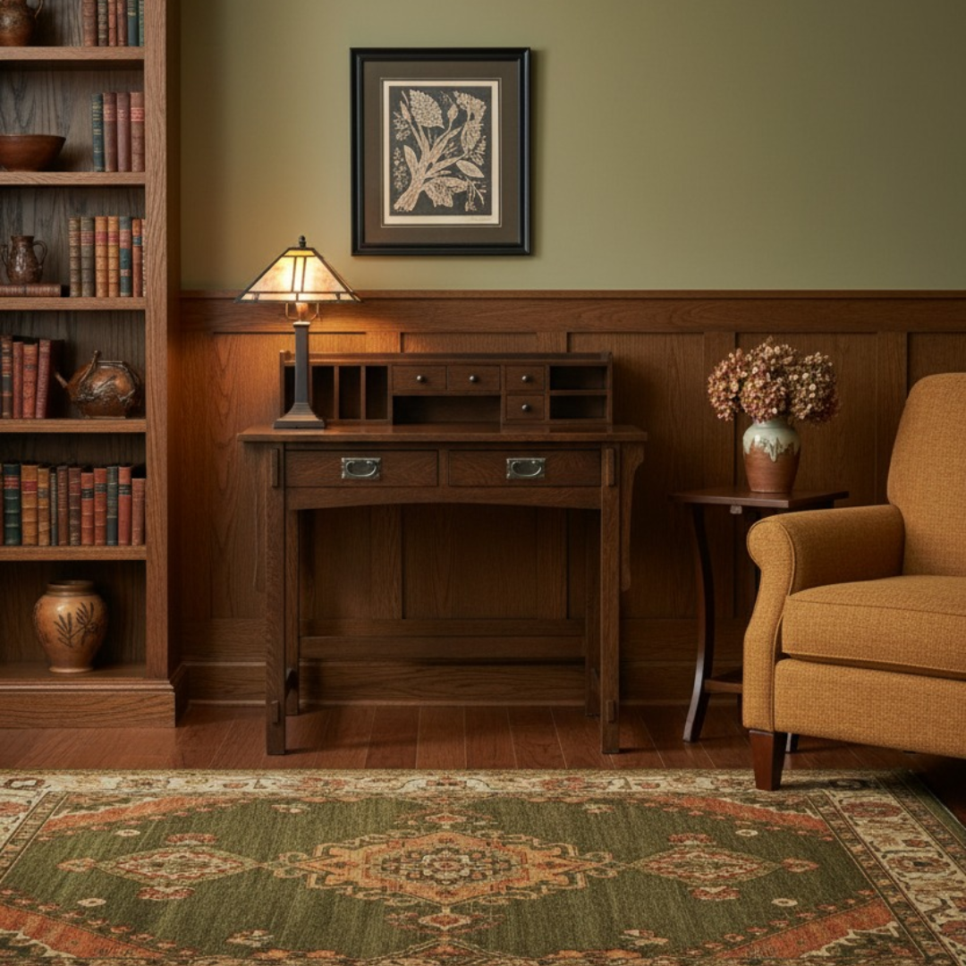 Mission Oak Desk with Removable Organizer - Walnut