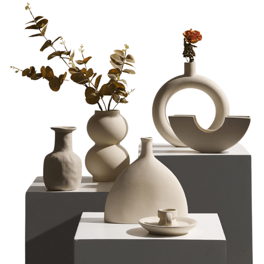 Modern Minimalist Ceramic Vase Flower Ornaments - PRHOMZ