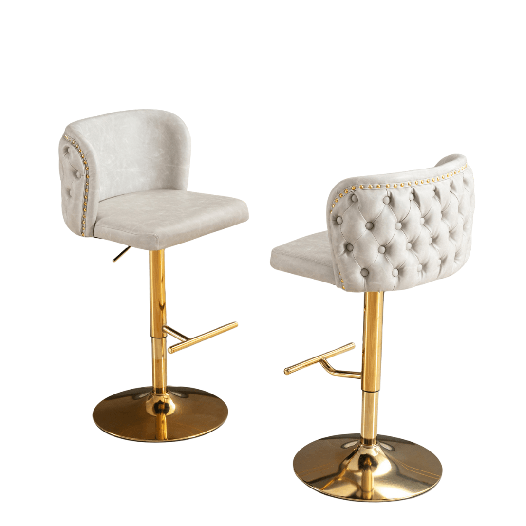 Set of 2 Modern PU Upholstered Swivel Barstools - PRHOMZ