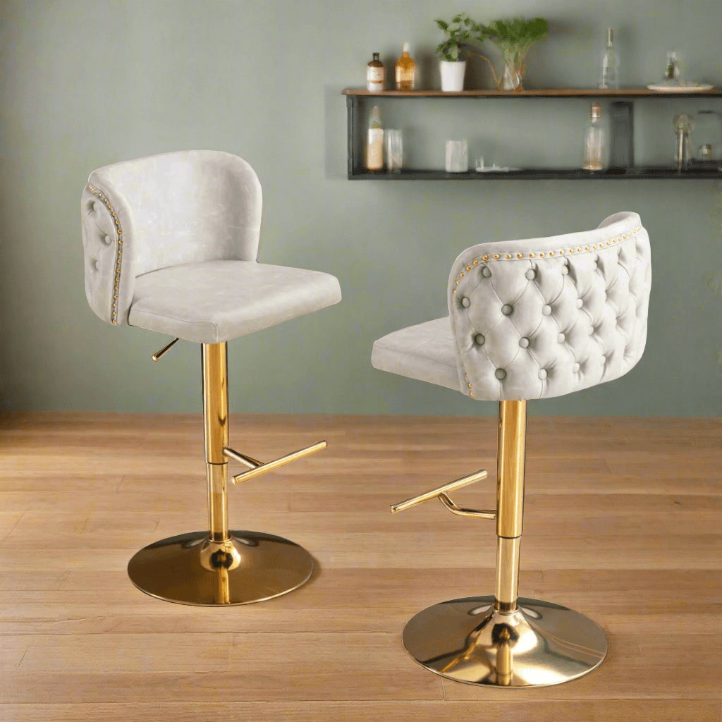 Set of 2 Modern PU Upholstered Swivel Barstools - PRHOMZ