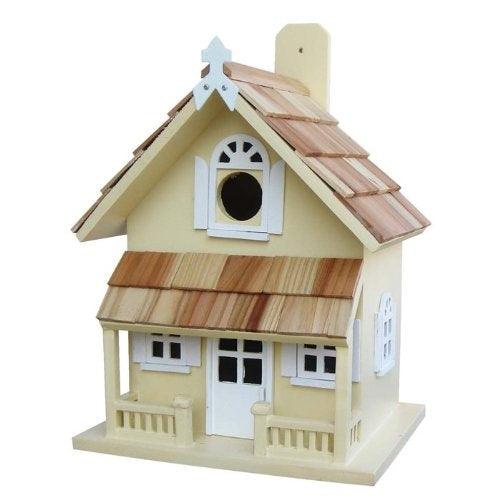 Yellow Victorian Cottage Wood Outdoor Birdhouse - PRHOMZ