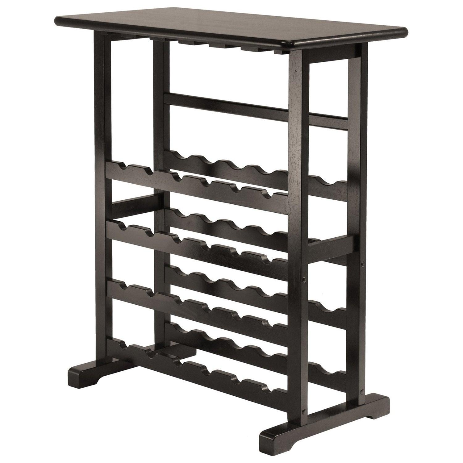 Floor-Standing Dark Espresso Brown 24-Bottle Wine Rack - PRHOMZ