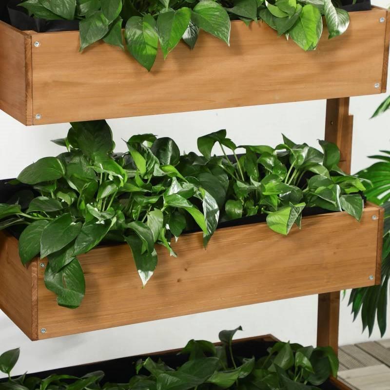 4 Tier Vertical Wooden Planter Box Raised Bed Natural - PRHOMZ