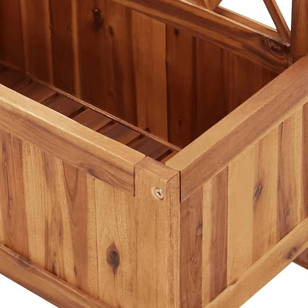 Solid Wood Outdoor Raised Garden Bed Planter with Lattice Trellis-3