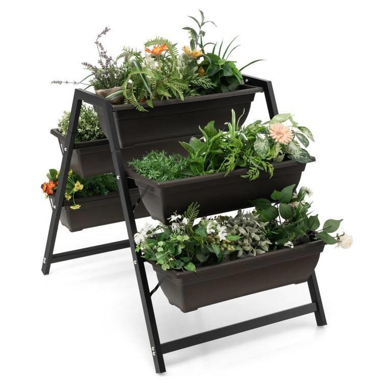 3 Tier Patio Raised Garden Bed Planter Boxes Herbs Flowers Vegetables - PRHOMZ