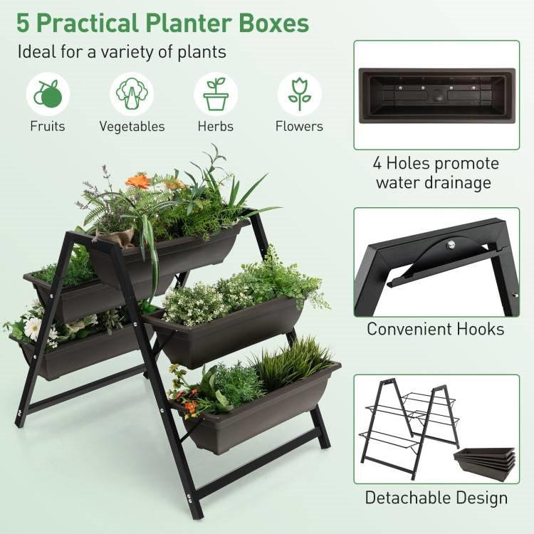 3 Tier Patio Raised Garden Bed Planter Boxes Herbs Flowers Vegetables - PRHOMZ