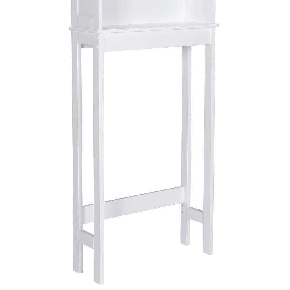 Over the Toilet Bathroom Storage Cabinet Shelving Unit in White Wood Finish - PRHOMZ