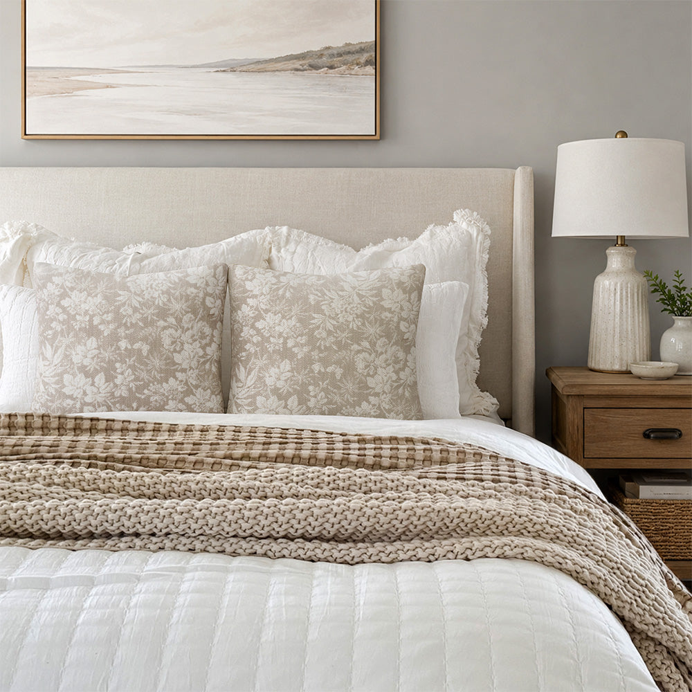Vale Subtle Botanical Jacquard Pillow Covers