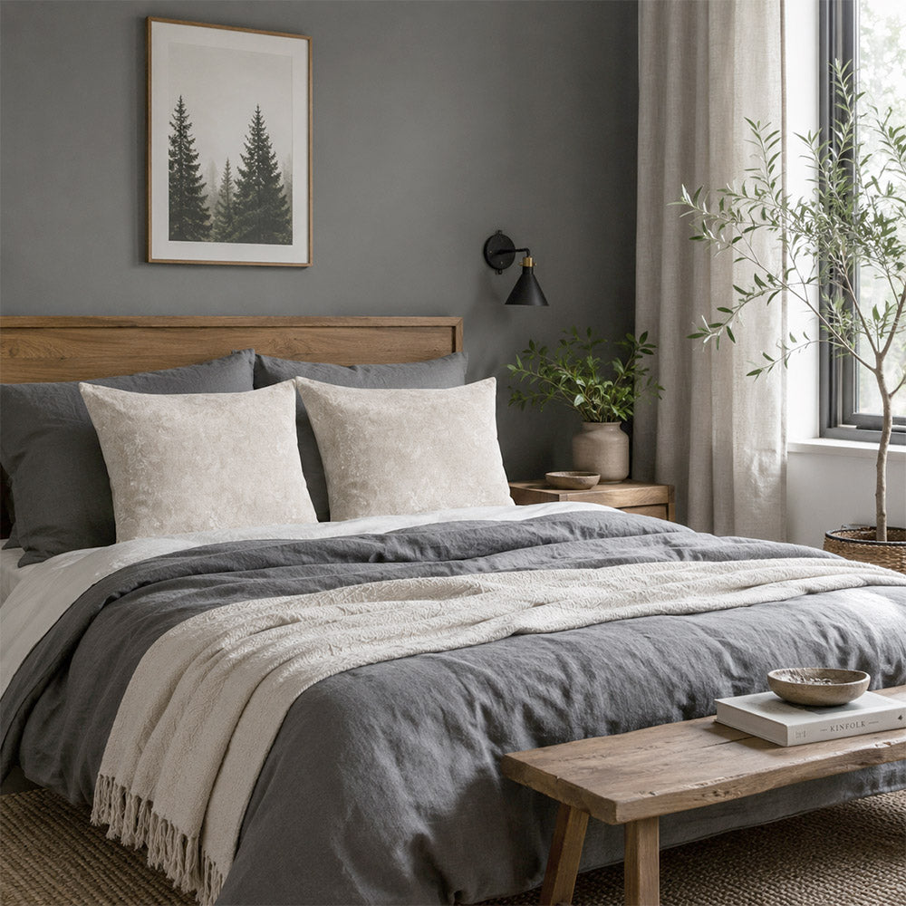 Vale Subtle Botanical Jacquard Pillow Covers