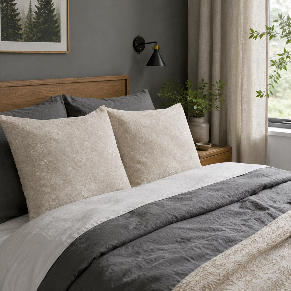 Vale Subtle Botanical Jacquard Pillow Covers