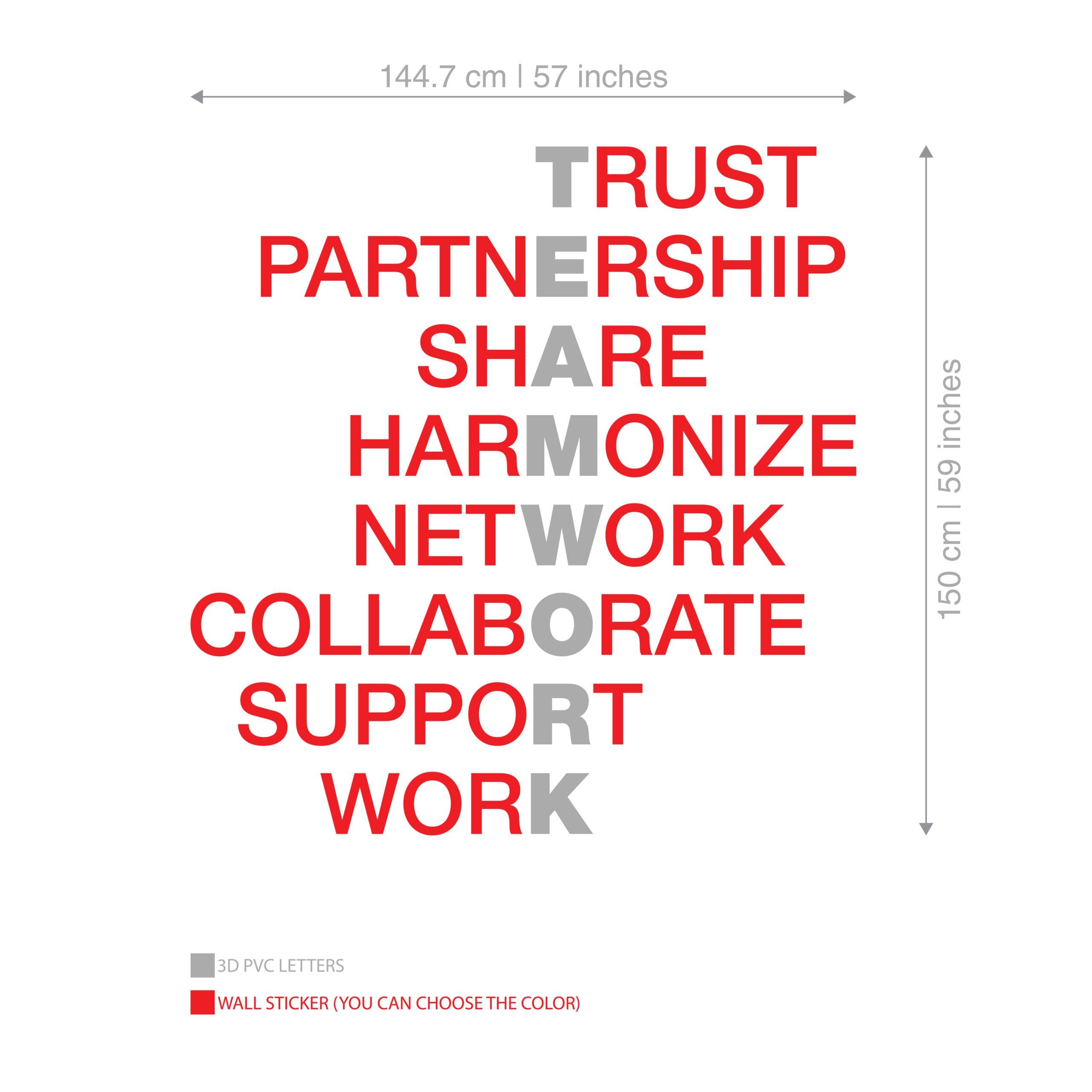 Teamwork Cross Words 3D Wall Sign - PRHOMZ