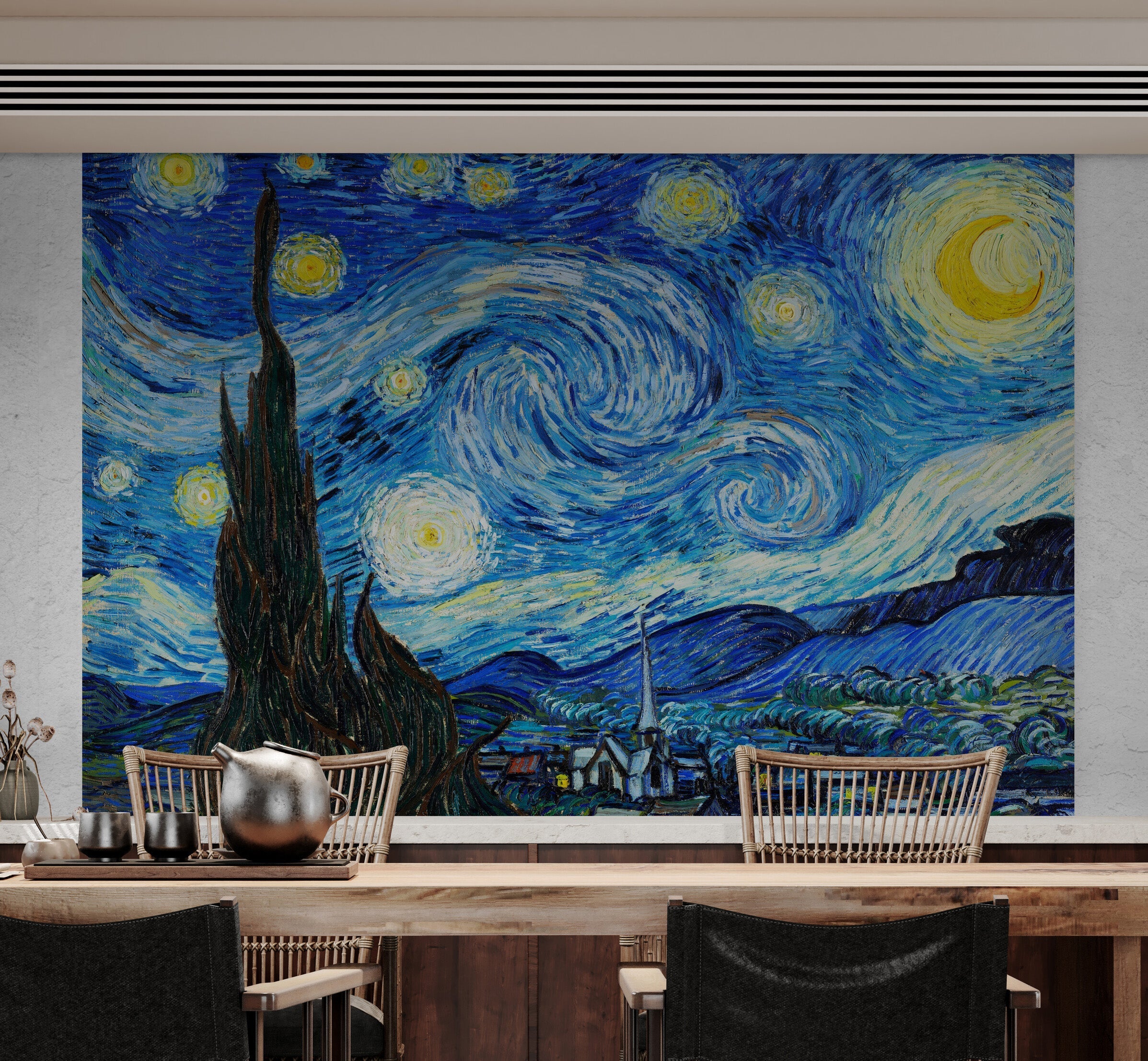 Vincent Van Gogh's The Starry Night Painting Wallpaper Mural. #6742