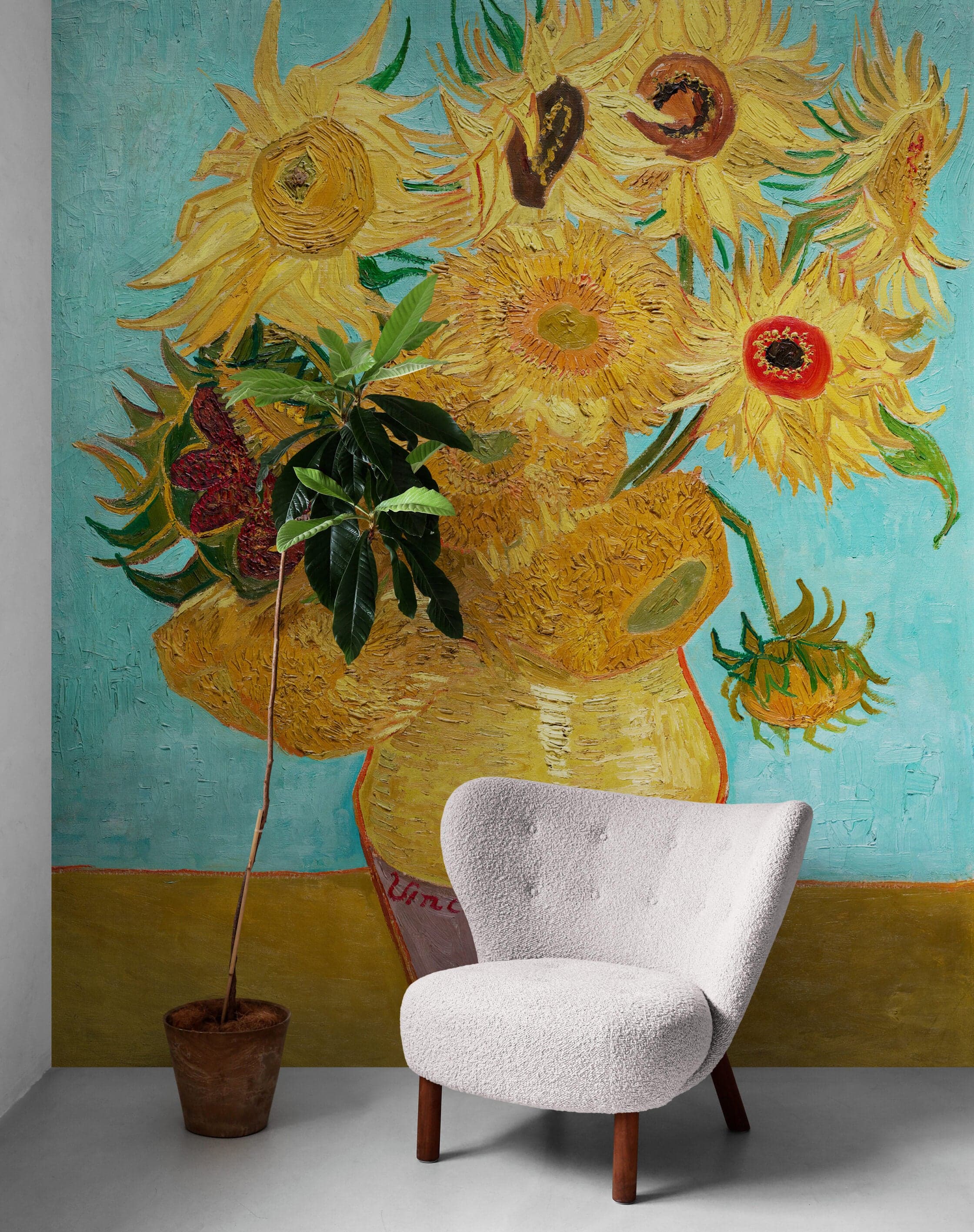 Van Gogh Sunflower Painting Wallpaper Mural. #7039