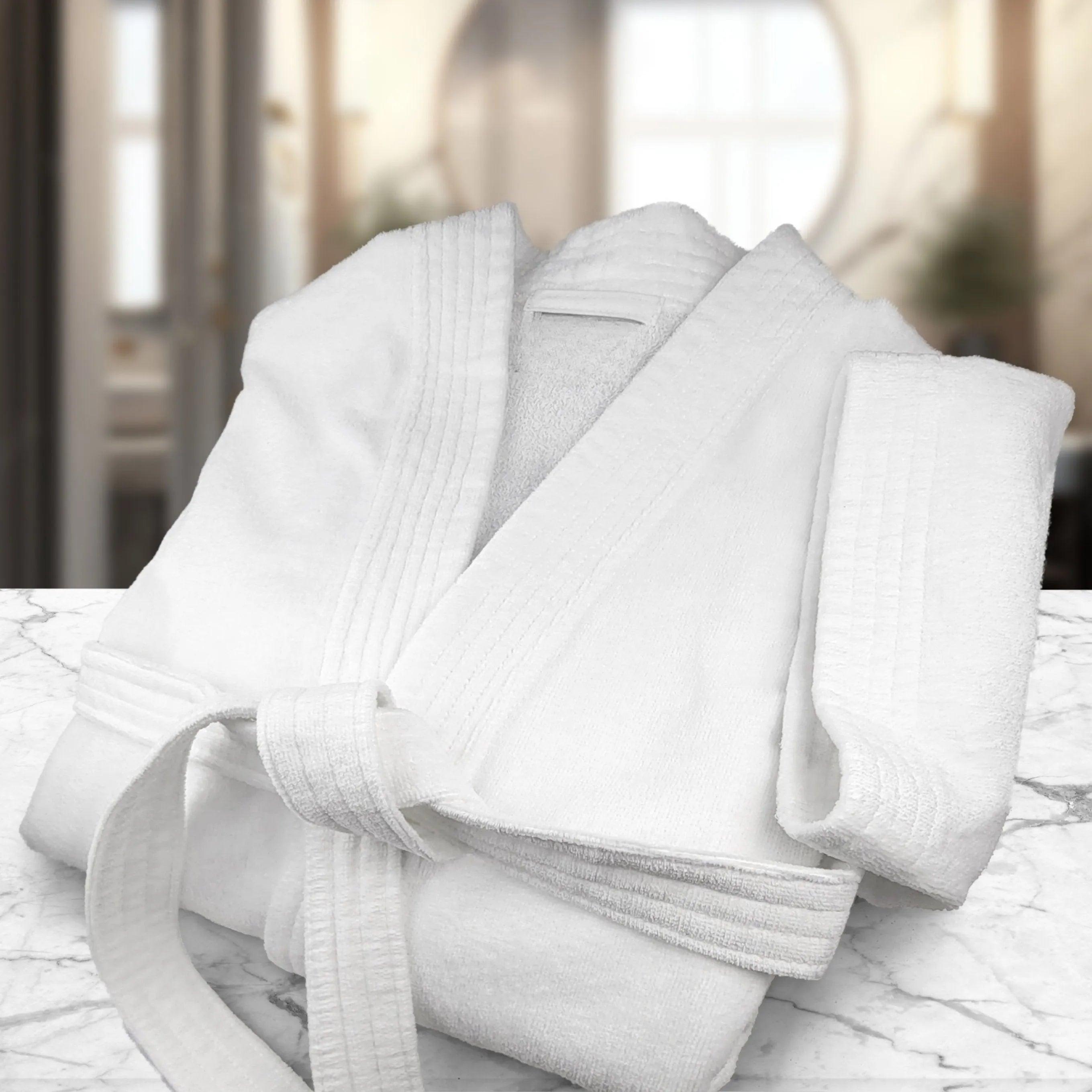 100% Ringspun Cotton White Sheared/Velour Bathrobes - PRHOMZ