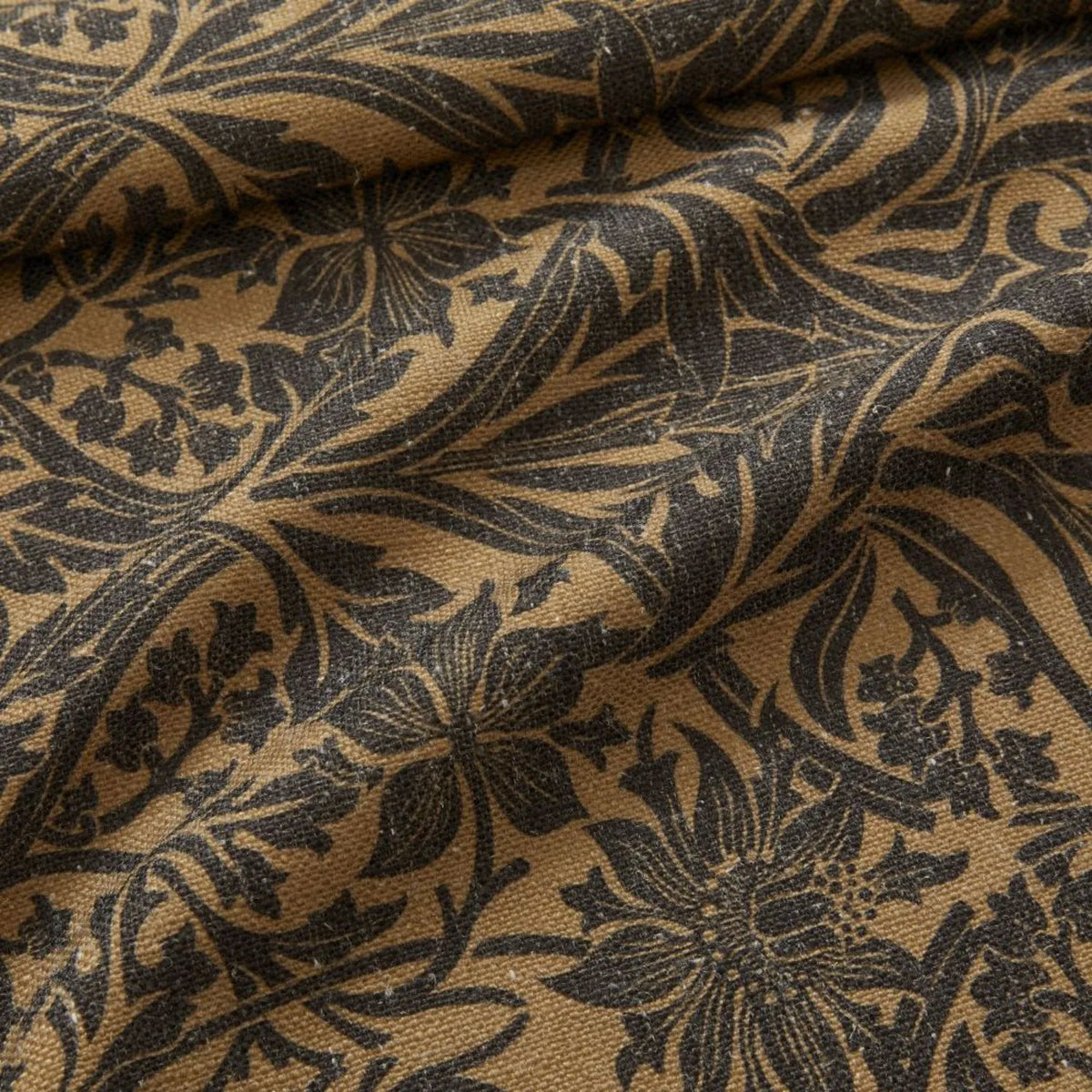 Victoria Beige Printed Damask Linen Curtains