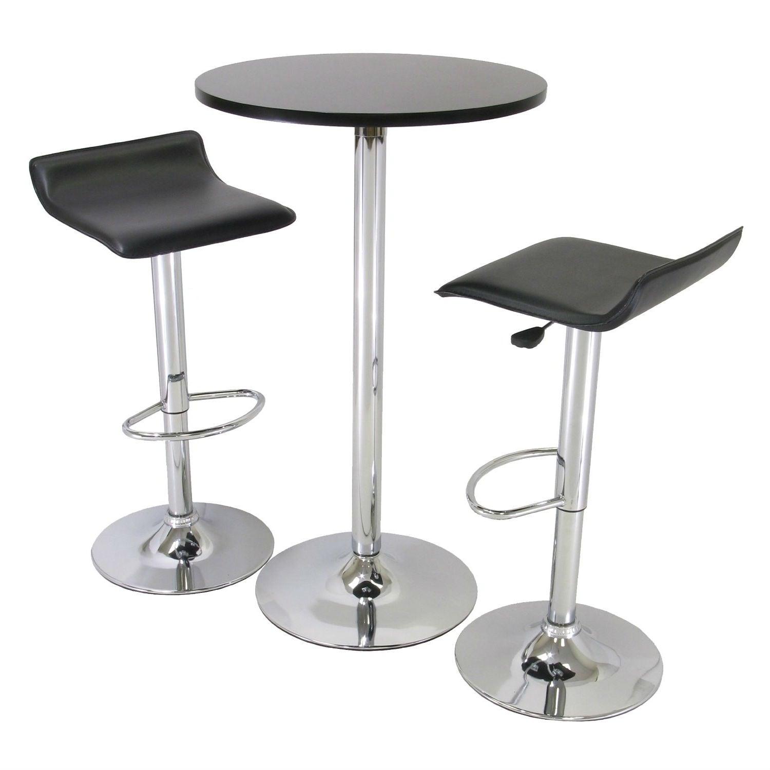 3 Piece Modern Dining Set with Bistro Table and Two Stools - PRHOMZ