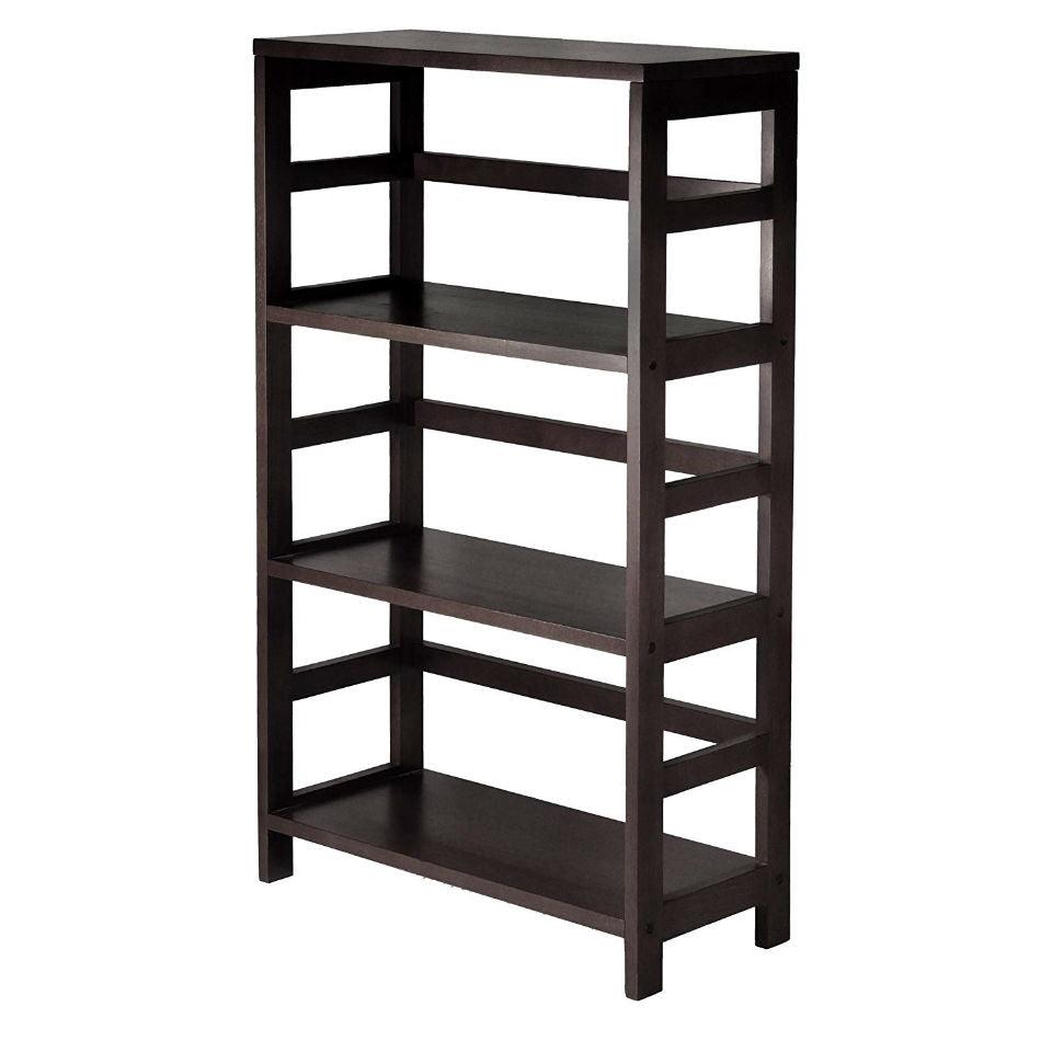 3-Shelf Wooden Shelving Unit Bookcase in Espresso Finish - PRHOMZ