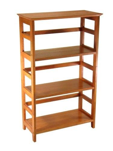 4-Tier Book-shelf Wood Bookcase in Honey Finish - PRHOMZ