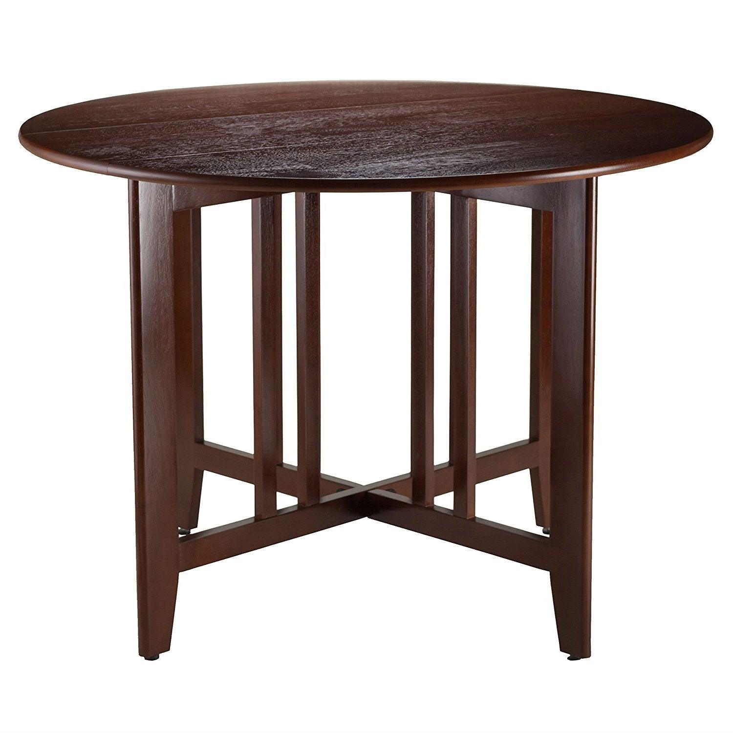 Mission Style Round 42-inch Double Drop Leaf Dining Table - PRHOMZ