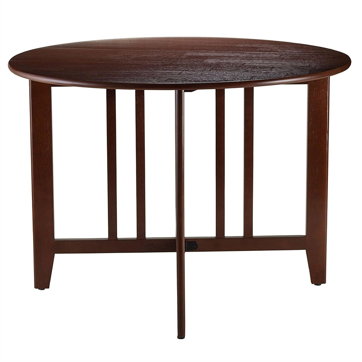 Mission Style Round 42-inch Double Drop Leaf Dining Table - PRHOMZ