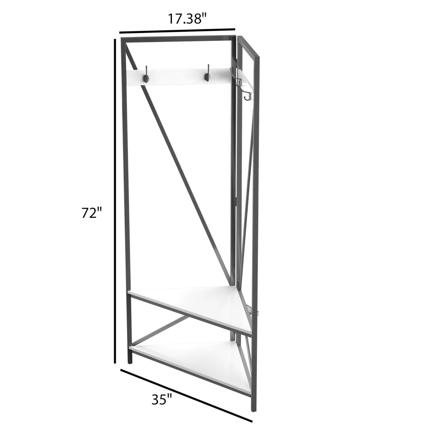 Modern Metal Hall Tree Coat Rack Shoe Storage Bench with White Seat and Shelf-4