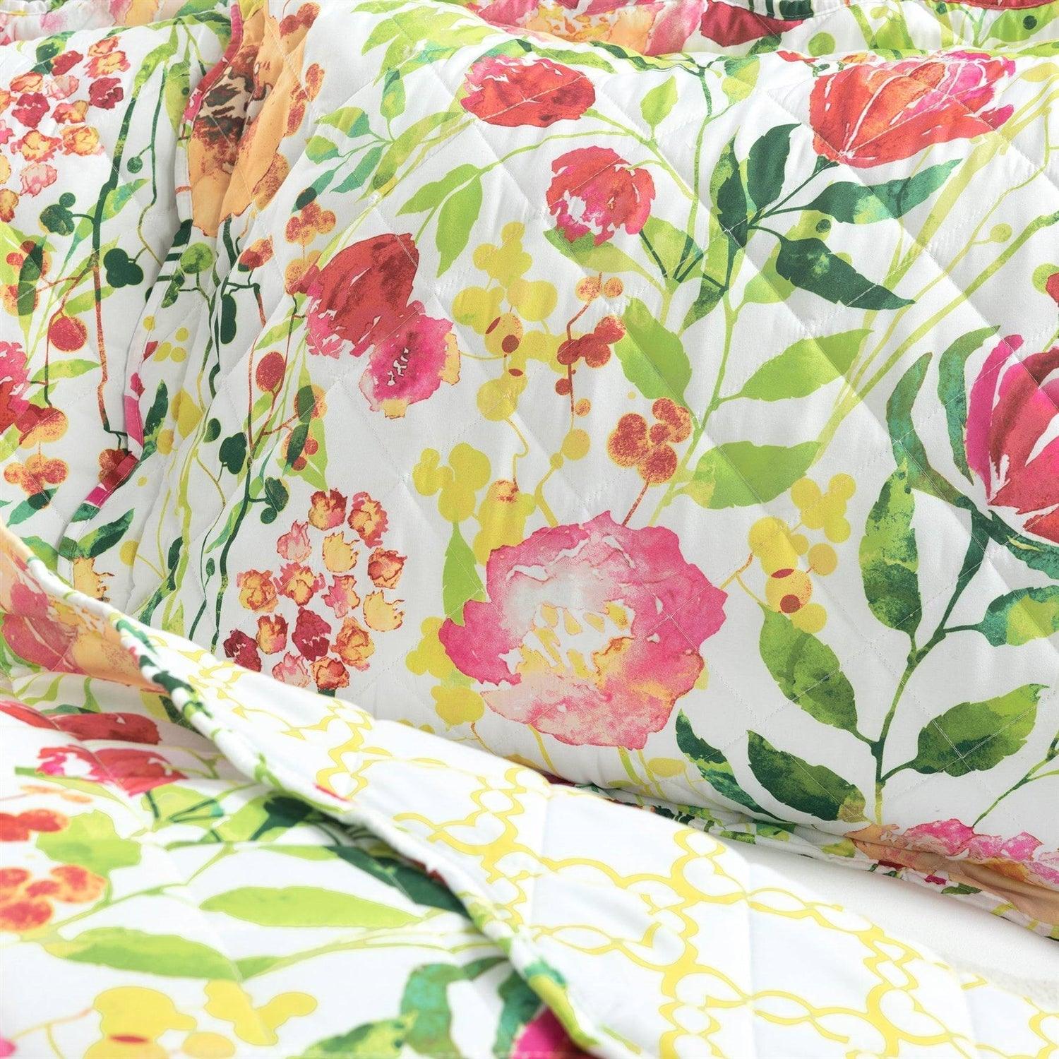 Full/Queen Lightweight Polyester Scalloped Edges Floral Quilt Set - PRHOMZ