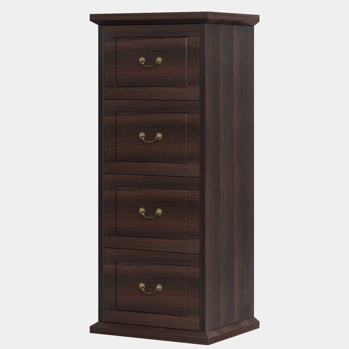 Traditional Vertical File Cabinet in Walnut Wood Finish with 4 Storage Drawers-0