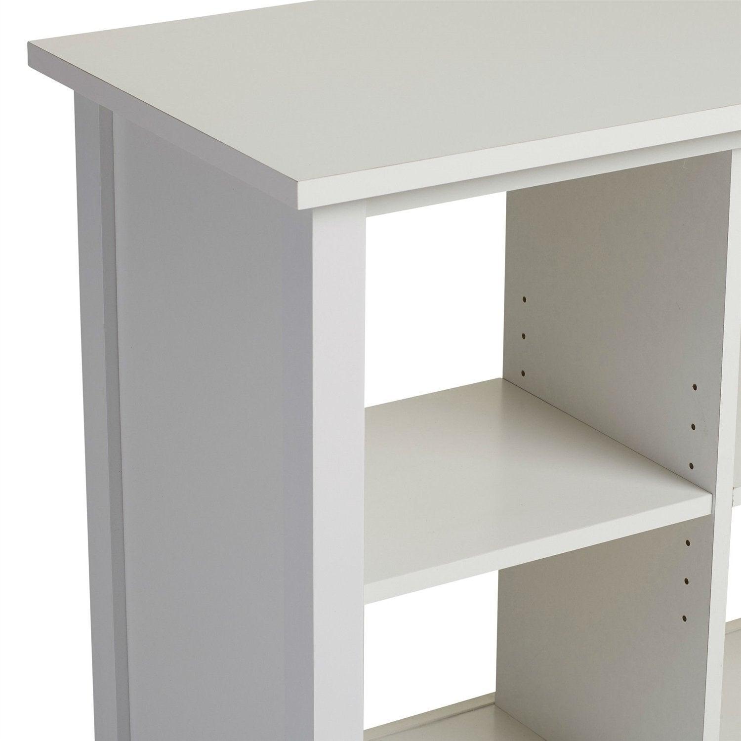 Adjustable Shelf 6-Cube Bookcase Storage Unit Sideboard in White - PRHOMZ